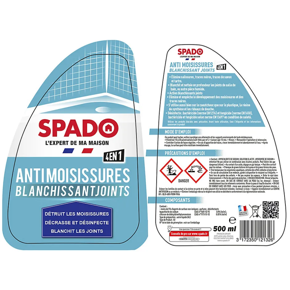 Spado Vaporisateur anti-moisissures blanchissant joints 500ml