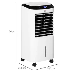Homcom Ventilateur rafraichisseur humidificateur ioniseur 4 en 1 - portable oscillant 60W 10L - télécommande