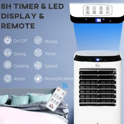 Homcom Ventilateur rafraichisseur humidificateur ioniseur 4 en 1 - portable oscillant 60W 10L - télécommande