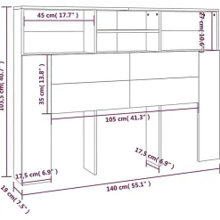 Vidaxl Armoire de tête de lit Blanc 140x19x103,5 cm 811862