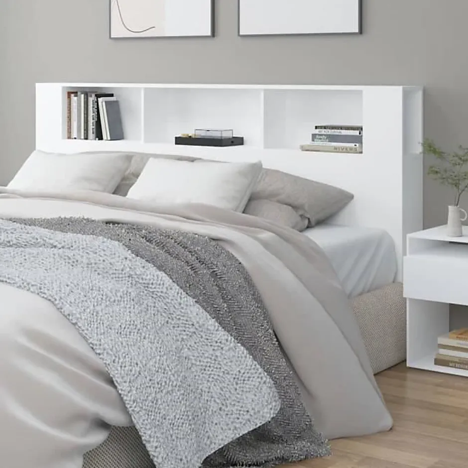 Vidaxl Armoire de tête de lit Blanc 200x18,5x104,5 cm 811952