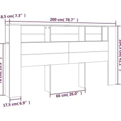 Vidaxl Armoire de tête de lit Blanc 200x18,5x104,5 cm 811952