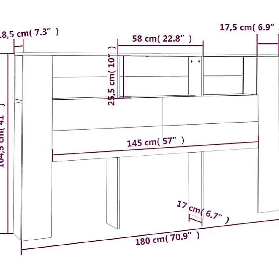 Vidaxl Armoire de Tête de Lit Murale Meuble de Chambre à Coucher Tête de Lit avec Rangement Accessoire de Lit Intérieur 811946 Hot