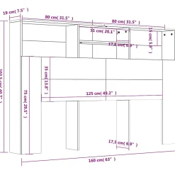 Vidaxl Armoire de tête de lit Noir 160x19x103,5 cm 811872 Outlet