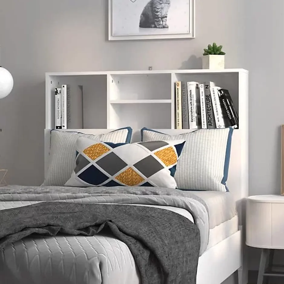 Vidaxl Armoire de tête de lit Blanc 100x19x103,5 cm 811844