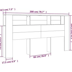 Vidaxl Armoire de tête de lit Noir 200x18,5x104,5 cm 811953
