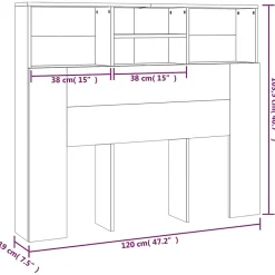 Vidaxl Armoire de tête de lit Noir 120x19x103,5 cm New