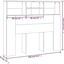 Vidaxl Armoire de tête de lit Sonoma gris 120x19x103,5 cm Best
