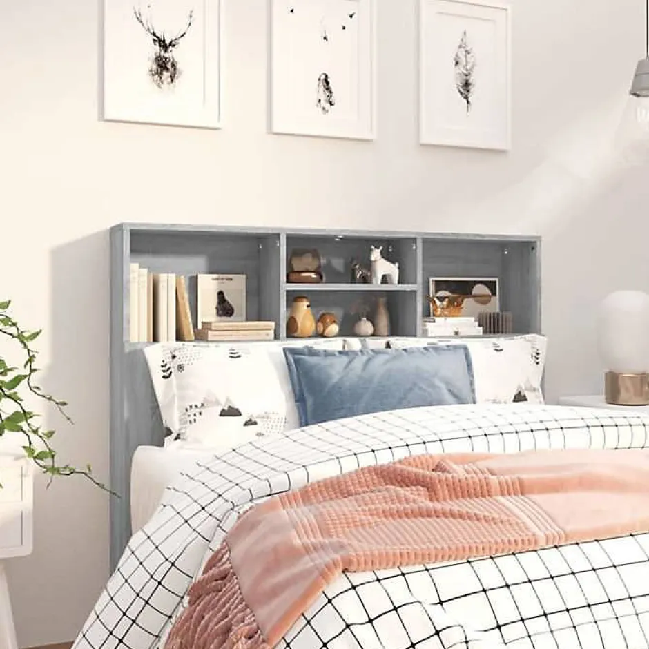Vidaxl Armoire de tête de lit Chêne fumé 120x19x103,5 cm