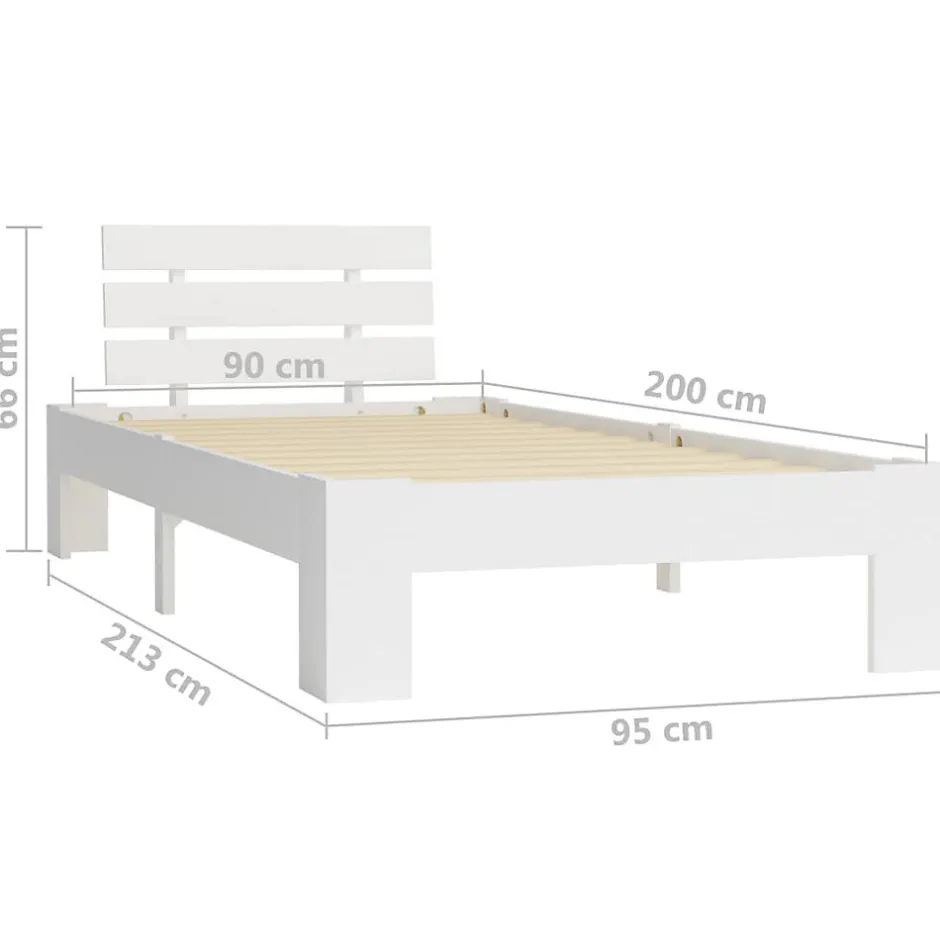 Vidaxl Cadre de lit Blanc Bois de pin massif 90 x 200 cm