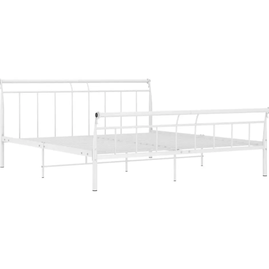 Vidaxl Cadre de lit Blanc Métal, 160x200 cm Sale