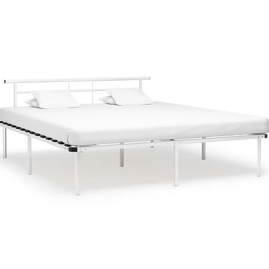 Vidaxl Cadre de lit Blanc Métal 180x200 cm Online