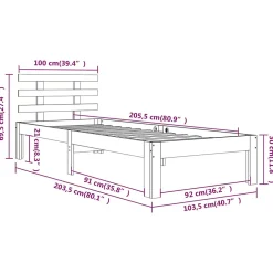 Vidaxl Cadre de lit Bois massif 100x200 cm 814744