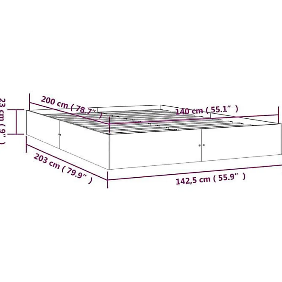 Vidaxl Cadre de lit Bois massif 140x200 cm 820042
