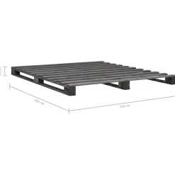 Vidaxl Cadre de lit de palette Gris Bois de pin massif 160 x 200 cm