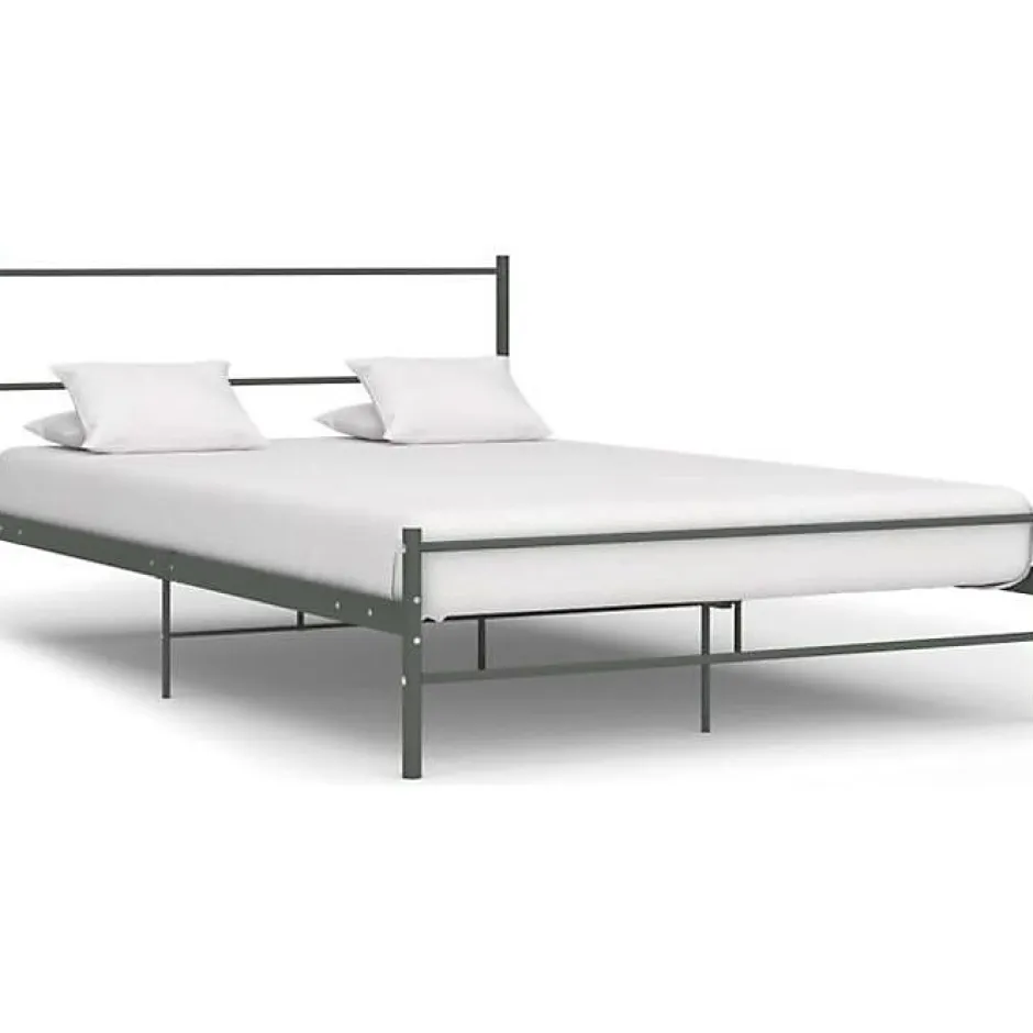 Vidaxl Cadre de lit Gris Métal 160 x 200 cm