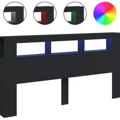 Vidaxl Tête de Lit à LED, Accessoire de Lit, Tête de Cadre de Lit, Meuble de Chambre à Coucher, Noir 200x18,5x103,5 cm Bois 837366 Sale