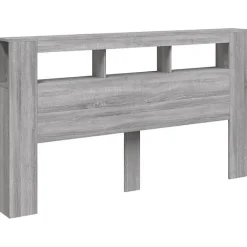 Vidaxl Tête de Lit à LED, Panneau avec Rangement, Accessoire de Lit, Tête de Cadre de Lit Chambre, Sonoma Gris 837363