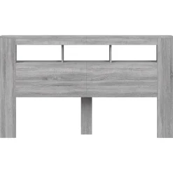 Vidaxl Tête de Lit à LED, Panneau avec Rangement, Accessoire de Lit, Tête de Cadre de Lit Chambre, Sonoma Gris 837363