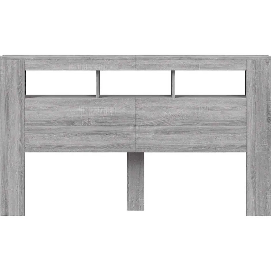 Vidaxl Tête de Lit à LED, Panneau avec Rangement, Accessoire de Lit, Tête de Cadre de Lit Chambre, Sonoma Gris 837363