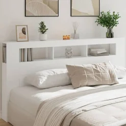 Vidaxl Tête de Lit à LED, Panneau de Lit avec Rangement, Accessoire de Cadre de Lit, Meuble de Chambre à Coucher Maison, 837365