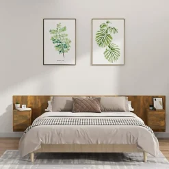 Vidaxl Tête de lit avec armoires Chêne fumé Bois d'ingénierie 3115761 Discount