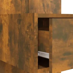Vidaxl Tête de lit avec armoires Chêne fumé Bois d'ingénierie 3115729 Discount