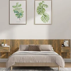 Vidaxl Tête de lit avec armoires Chêne fumé Bois d'ingénierie 3115729 Discount