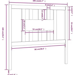 Vidaxl Tête de lit Gris 106x4x100 cm Bois massif de pin 818657