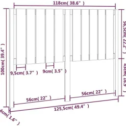 Vidaxl Tête de lit Gris 125,5x4x100 cm Bois massif de pin 818862