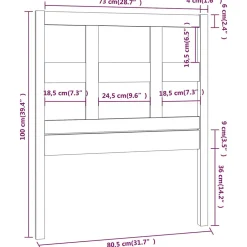 Vidaxl Tête de lit Gris 80,5x4x100 cm Bois massif de pin 818897