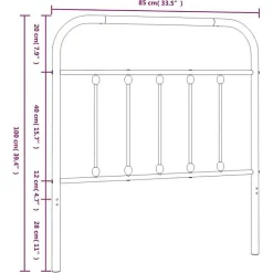 Vidaxl Tête de lit métal blanc 80 cm 352654