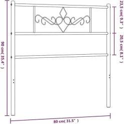 Vidaxl Tête de lit métal blanc 75 cm 355342