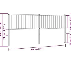 Vidaxl Tête de lit métal noir 193 cm 350901