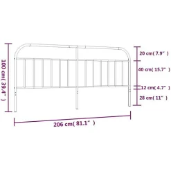 Vidaxl Tête de lit métal noir 200 cm 353673