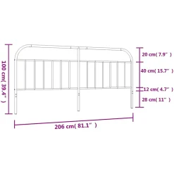 Vidaxl Tête de lit métal noir 200 cm 353673