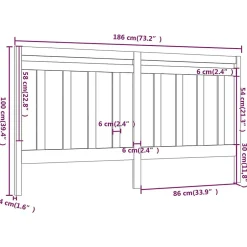 Vidaxl Tête de lit Noir 186x4x100 cm Bois massif de pin 817809