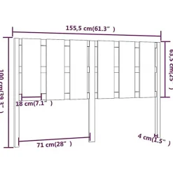Vidaxl Tête de lit Noir 155,5x4x100 cm Bois massif de pin 817999
