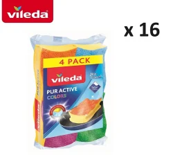 Vileda - Pack de 16 x 4 - Eponges en mousse - Grattantes sans rayer - 64 éponges Clearance