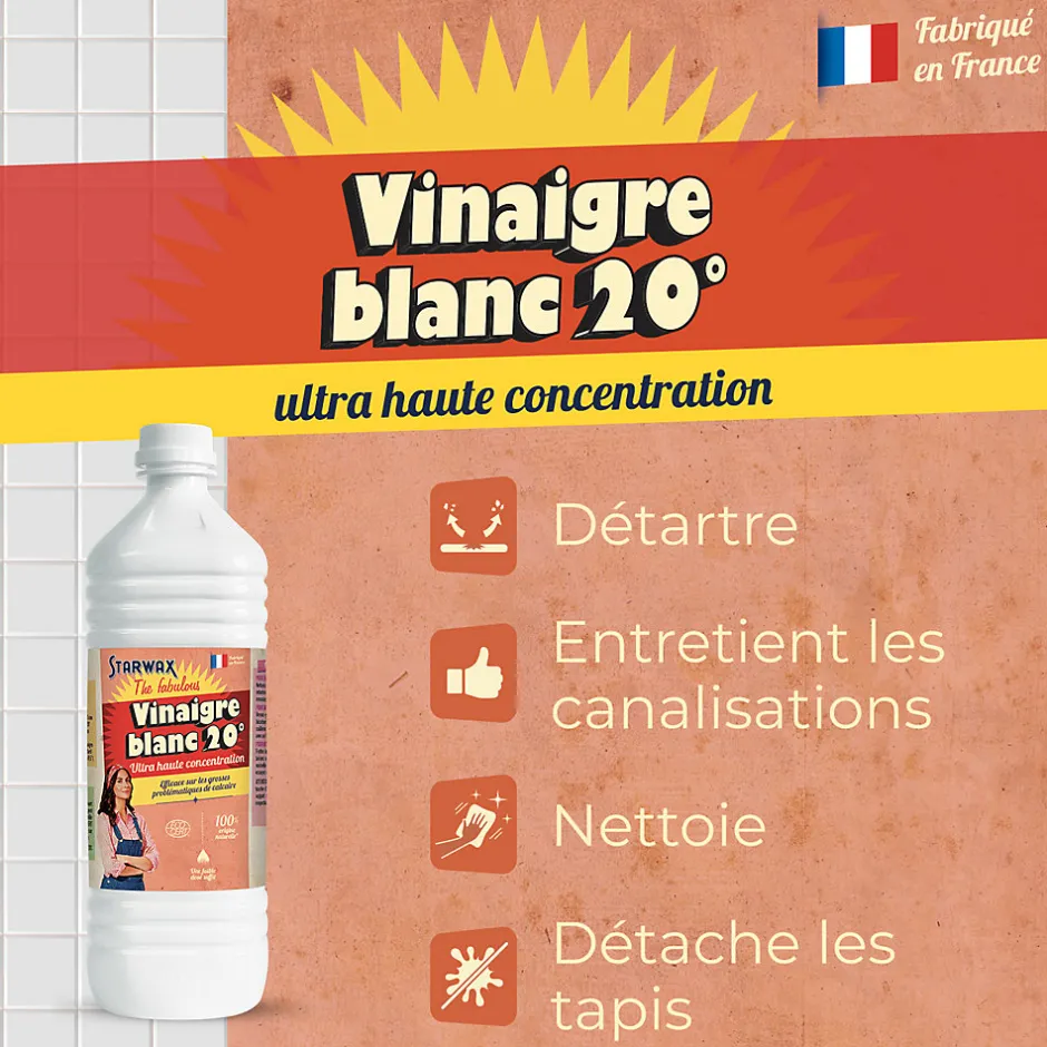 Starwax Fabulous Vinaigre blanc 20° ultra haute concentration Starwax The fabulous 1L