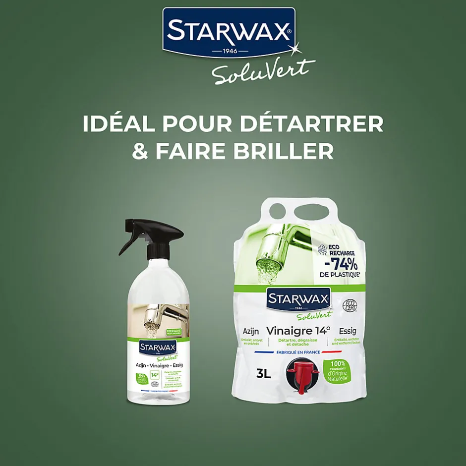 Starwax Vinaigre blanc détartrant pulvérisateur 14° 1L