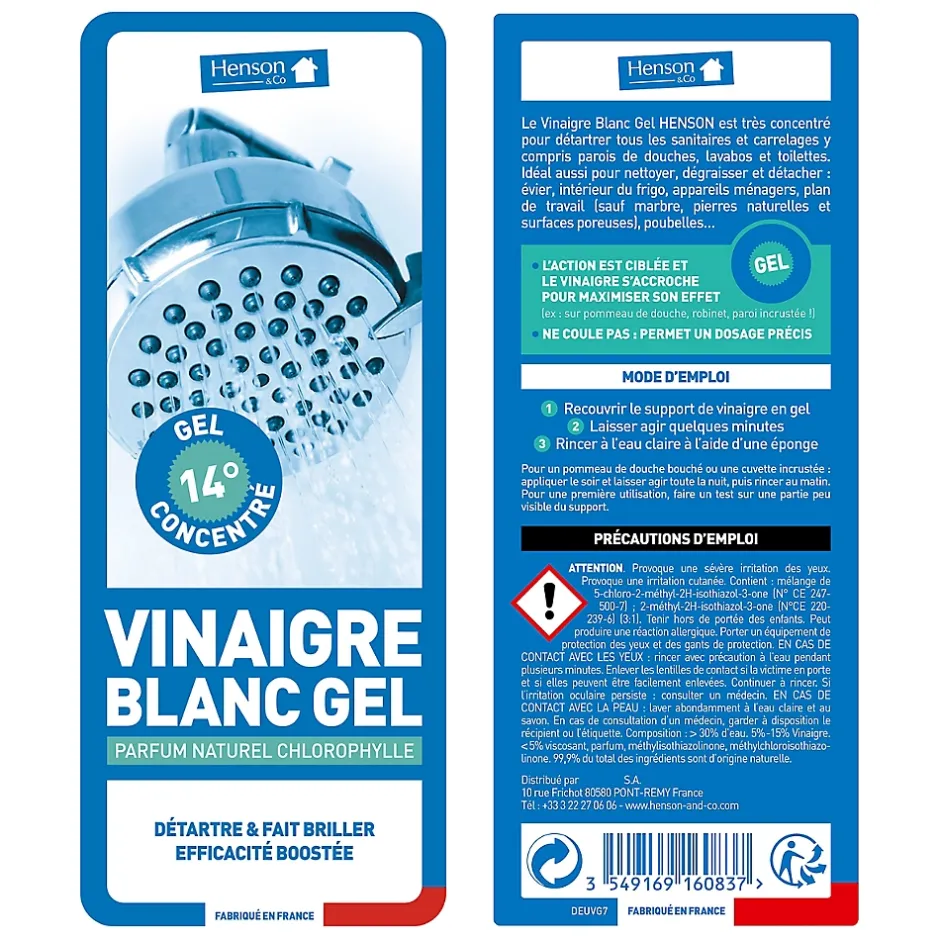 Gerlon Vinaigre blanc en gel concentré 14° 750 ml parfum chlorophylle Discount