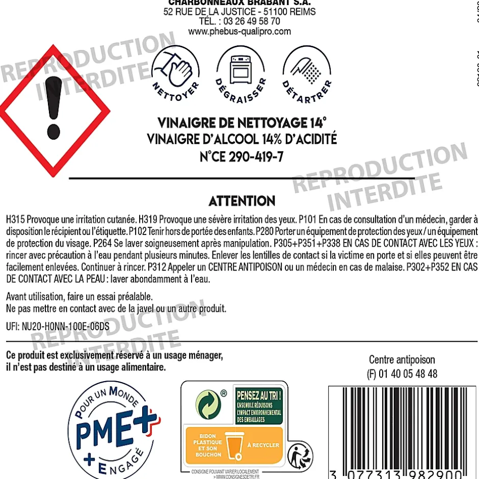 Phebus Vinaigre ménager surpuissant 14° 5L Online