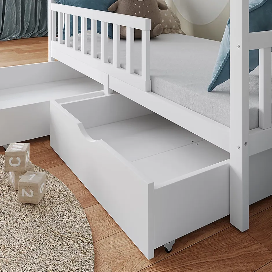 Vitalispa® Vitalispa Lit cabane Blanc 80x160 cm avec 2 tiroirs et matelas