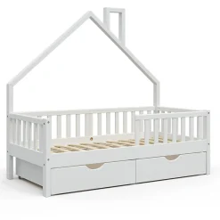 Enfant Vitalispa® Vitalispa Lit cabane Blanc 80x160 cm avec 2 tiroirs
