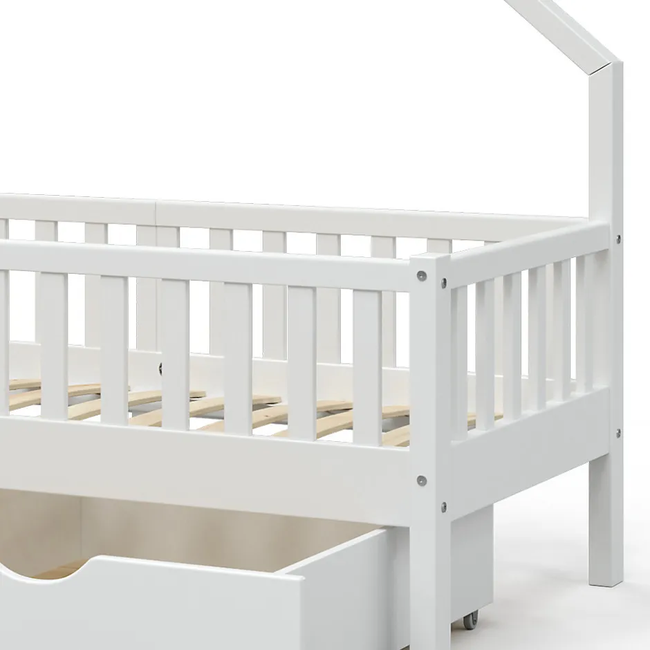 Enfant Vitalispa® Vitalispa Lit cabane Blanc 80x160 cm avec 2 tiroirs