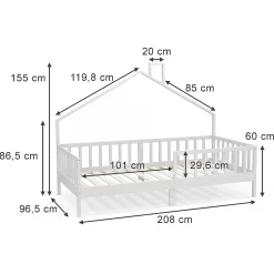 Enfant Vitalispa® Vitalispa Lit cabane Blanc 90x200 cm