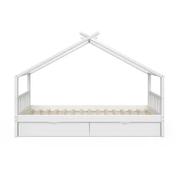 Enfant Vitalispa® Vitalispa Lit cabane Blanc 90x200 cm avec 2 tiroirs