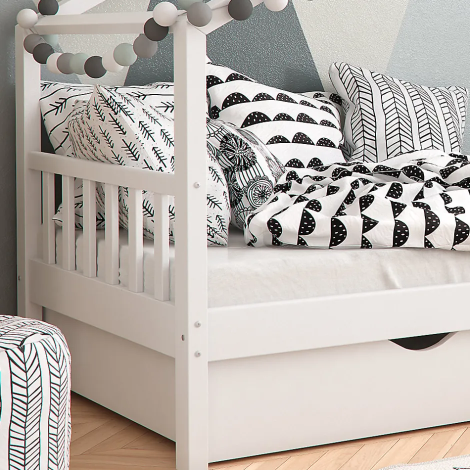 Enfant Vitalispa® Vitalispa Lit cabane Blanc 90x200 cm avec 2 tiroirs