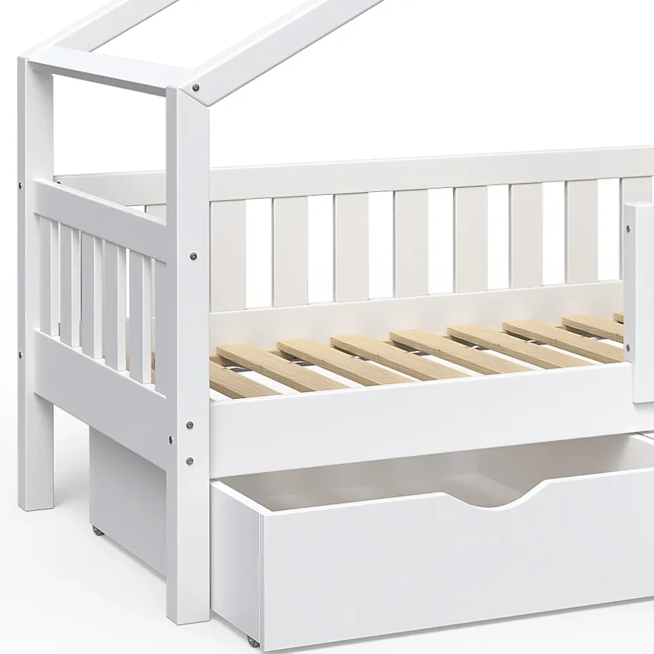 Vitalispa® Vitalispa Lit cabane Blanc 80x160 cm avec 2 tiroirs Best
